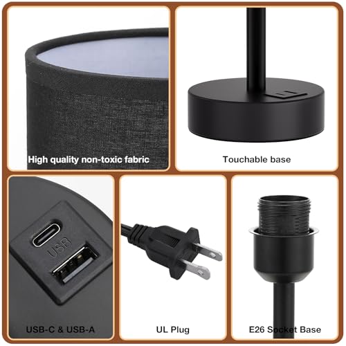 Dicoool Bedside Table Lamp for Bedroom - 3-Way Dimmable Touch Lamp, USB A+C by Dicoool - Used condition - Image 6