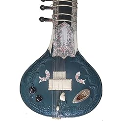 superbrass Sitar indien, en bois de Cedre. Acoustique-Electrique, Couler Magnifique de Bleu Sarcelle. Cordes en acier… - Les Beatles, Paul McCartney, John Lennon, RIngo Starr, George Harrison