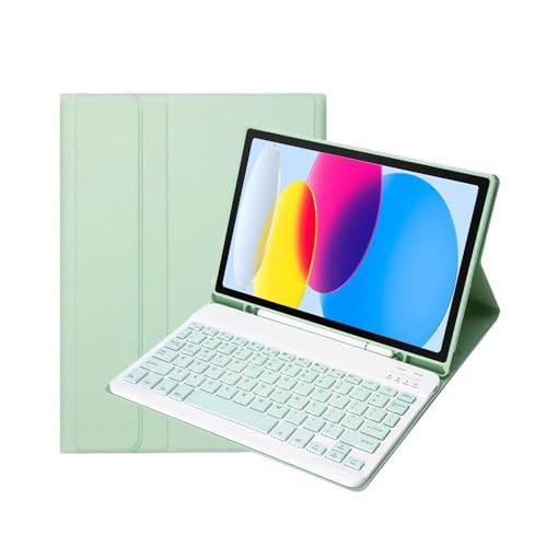 Funda para iPad Air de 11 pulgadas 2024 con teclado extraíble y protector de piel verde claro