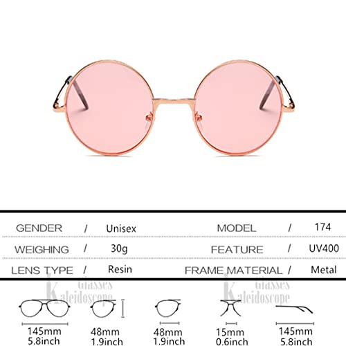 Pink Round Hippie Glasses, Round Sunglasses Hippie and Sunglasses Glasses, Pink 60's Style Hipster Circle Sunglasses (Pink)4