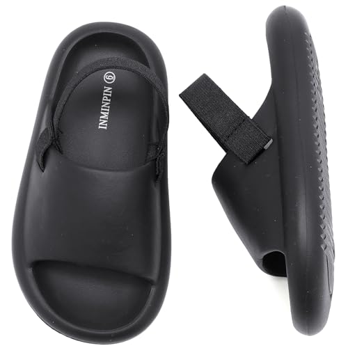 INMINPIN Toddler Boys Girls Slides Sandals Comfort Beach Pool Shower Slippers with Elastic Back Strap3