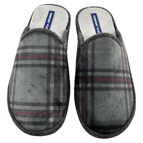 Confort Flex - Zapatillas de casa Muy cómodas con Planta Acolchada 056773 Sintético Hombre Color: Gris Talla: 45