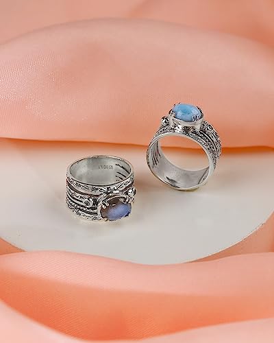 YoTreasure Larimar 7 x 9 mm anello in argento