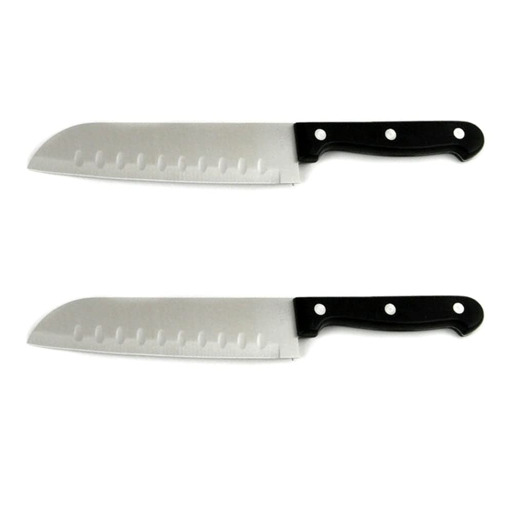 2 Santoku Knife Japanese Stainless Blade Kitchen Cook Chef Sushi Fish Meat Fruit Stainless Steel Blade Chopping Knife 7 Inch Sharp Chefs Kitchen Knife Cutting Slicing Vegetable Chopping Knife for