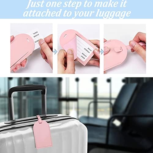 Luggage Tags, 2 Packs Leather Baggage Tags for Suitcases ,Travel Labels Tag Holder Privacy Protection Personalized Bag Labels for Suitcase Tags Luggage Cruise Weatherproof Travel Accessories