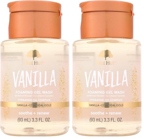 Image of Tree Hut Vanilla Mini Body Wash, Travel Size Shower Gel w /Shea Butter &Essential Oils, Soft Smooth Skin, Gentle Cleanser For All Skin Types,TSA Approved,Self Care Gifts for Women,3.3 Fl Oz (Pack of 2)