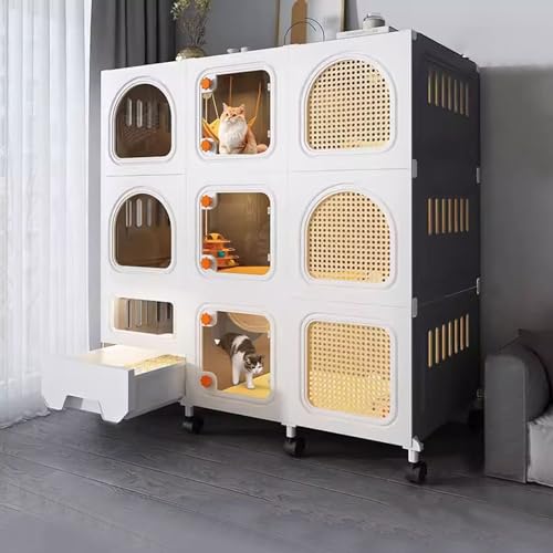 Cage pour chat d'intérieur en PP épais avec bac litière pour petit animal domestique