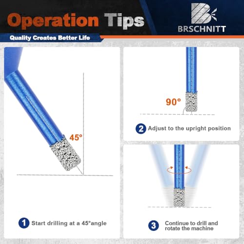 Image of Diamond Core Drill Bit Set - BRSCHNITT Tile Hole Saw Kit 1 inch 1-3 /8 inch2 inch& 4 /5 inch Finger Bit & 2 inch Chamfer Bit for Porcelain Tile Ceramic Marble Granite&Diamond Blade