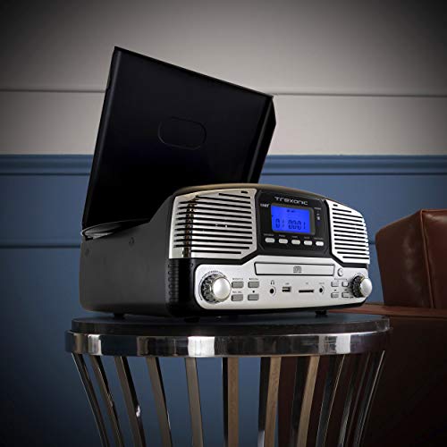 Trexonic Tourne-disque rétro avec Bluetooth, lecteur CD, tourne-disque 3 vitesses Noir - Les Beatles, Paul McCartney, John Lennon, RIngo Starr, George Harrison Trexonic Tourne-disque rétro avec Bluetooth, lecteur CD, tourne-disque 3 vitesses Noir – Image 8
