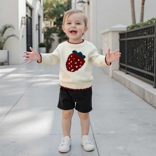 Toddler Strawberry Sweater Baby Girl Winter Clothes Strawberry Knit Pullover Long Sleeve Knit Sweater Fall Outfits3