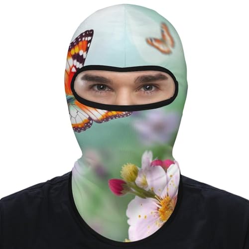 Máscara facial de pasamontaña con estampado de mariposa y flor primaveral para hombre y mujer, protección solar, transpirable, cubre todo el cabeza para senderismo, ciclismo, running y conducción miniatura 1