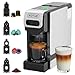 4 en 1 Máquina de Café en Cápsulas 19BAR para Lavazza MIO/Nespresso Original/Dolce Gusto cápsulas y Café Molido, Máquinas Automáticas de Café Espresso en Cápsulas Pequeñas, 1L, 1450 W (BLACK-ES)