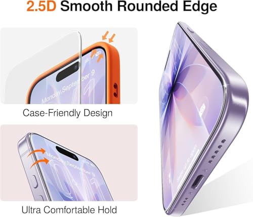 Image of Premium Tempered Glass Screen Guard Compatible With iPhone 17 (6.1 Inch) | 9H Hardness | Edge to Edge Protection | Anti Scratch | Bubble Free Installation | HD Clear
