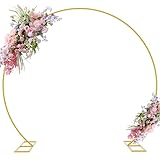 Putros 8FT Gold Round Backdrop Stand Metal Circle Balloon Arch Frame Wedding Arch for Ceremony Birthday Party Anniversary Bridal Graduation Decoration