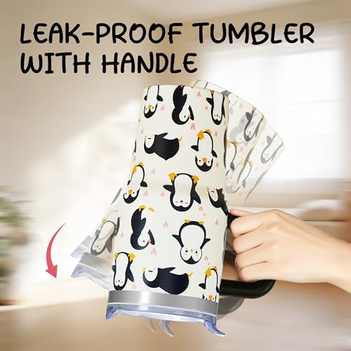 syuwdsnm 20oz Penguin Tumbler with Handle, Insulated Stainless Steel Cup with Rotating Lid & Straw, Leak-Proof Water Bottle for Kids Girls Women, Birthday Christmas Back to School Gift by syuwdsnm - Used condition - Image 5