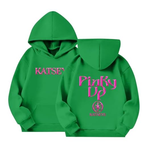 Sweat à Capuche Katseye pour Enfants Produits Dérivés Pinky up Katseye Pull à Manches Tournée Mondiale Sweat à Capuche Pinky up avec Poche pour Garçons Et Filles 04-Vert Militaire 150