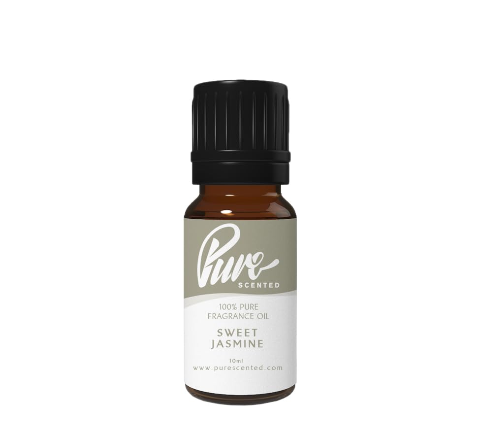 Pure Scented 10ml Fragrance Oils - 1 x 10ml Suitable for Candles, Soaps, Slime, Diffusers, Cosmetics, Wax Melts, Designer (1 x 10ml, Sweet Jasmine)
