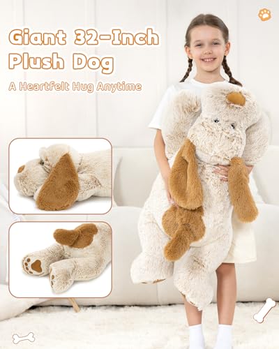 Image of MaoGoLan Giant Dog Plush,31 inches Large Stuffed Animal Dog, Fluffy and Cuddly Stuffed Puppy Stuffed Animal Throw Pillow Toy Gift for Puppy Lover,Girls,Kids
