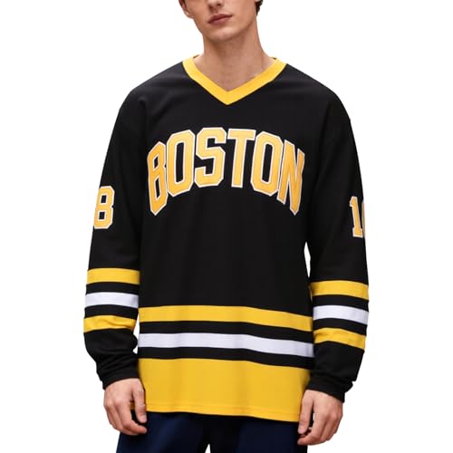 SERTAS Gilmore Jersey #18, 90er Jahre Hip-Hop-Kleidung für Party, langärmelig, gelb, Eishockey-Trikot für Sport, Camping, gelb, XXL