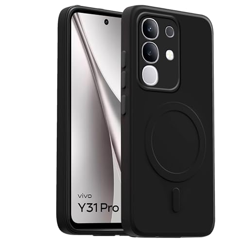 Image of amazon basics Back Cover for Vivo Y31 Pro 5G Soft Matte Silicone Mag-Safe Design (Mag-Safe Not Support) Camera Protection | Slim Fit Bumper Cover (Black)