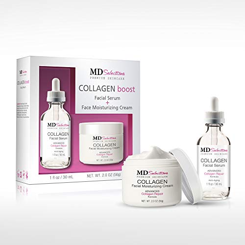 MD Selections Collagen Serum + Cream Kit Firming with Green Tea & Peptides 1 @ 1oz, 1 @ 2oz