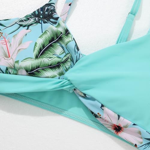 Bikini con cuello en V y cruz torcida en traje de baño para niñas de 9 años 2
