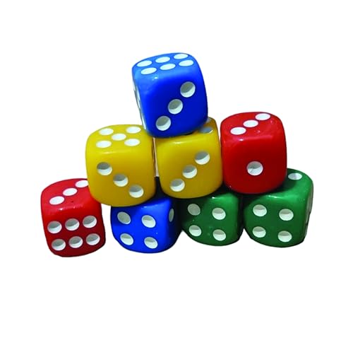 PARENCE - Juego de 10 Dados 6 Caras 18 MM - Esquinas Redondeadas - Color Aleatorio Azul o Rojo - Transporte de Juego o casa - Juego de Dados para Tablero y Mesa 1.8 cm