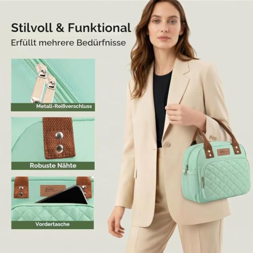 HOMESPON Kühltasche klein, Lunchbox, Isolierte Cooler Lunchtasche, grün – Ansicht 4