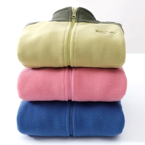 Unisex Polar Fleece Jacket Kids Colorblock Padded Sherpa Lined Mock Neck Coat Fall Warm Zip Up Overwear Tops2