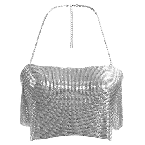SOIMISS Camisola con Lentejuelas con Lentejuelas con Lentejuelas con Lentejuelas Brillo Tops de Cultivos para Mujer Correa Camisola Club Party Sparkle Cami Top Cover