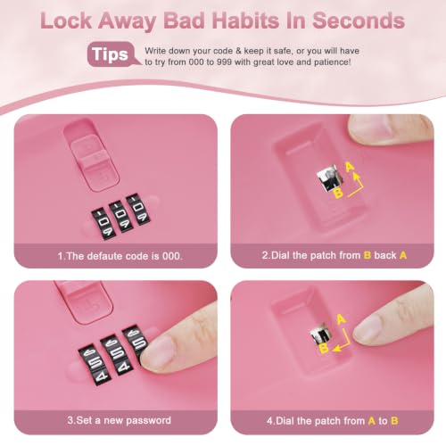Image of Upgraded Taller Lock Box for Medication, Phone Jail & Snacks - Large Lockable Storage Box with 3-Digit Combination Lock, Food-Safe BPA-Free Plastic- Medicine Lock Box for Home, Fridge, Travel