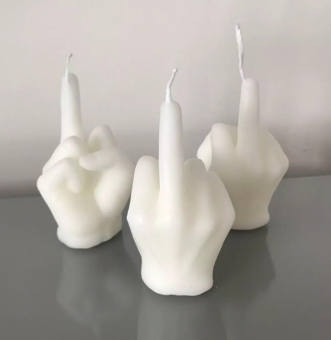White Candle The Bird Swear Middle Finger | Soy Wax | 9cm Funny Home Decor Gift (2)