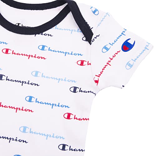 Champion baby girls Champion Unisex 3pk 5pk Short Sleeve Or Long Sleeve Infant Body Suit in Multiple Colors, Si and Toddler T Shirt Set, Shortsleeve3pk-blue 461, 0-6 Months US2