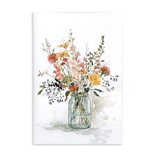 Stupell Industries Warm Summer Meadow Floral Bouquet Still Life Painting, Design by Carol Robinson Wall Plaque, 13 x 19, Blue