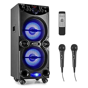 Fenton LIVE2104 Bluetooth karaoke set met 2 microfoons, mp3 speler en gekleurde disco LED’s