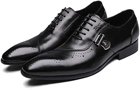 Felix Chu Men's Oxford Shoes Men Classic Modern Dress Shoes Men Formal Buckle Leather Shoes Men Office Business Shoes (7.5, Black)