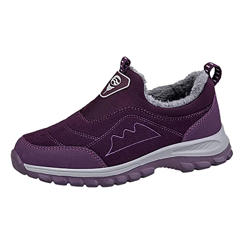 FGUUTYM Botas de invierno para hombre, zapatos de algodón, unisex, botas de nieve, botas de nieve, botas térmicas, antideslizantes, botas de senderismo, botas cortas de terciopelo, Violeta1., 38 EU