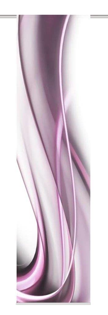 Home Fashion 95348, 5er-Set Schiebegardinen ONDA Blickdicht & transparenter, 245x60 cm (Beere)