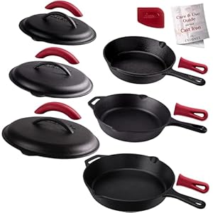 Cuisinel Gusseisen-Pfannen-Set mit Deckeln 3-teilig