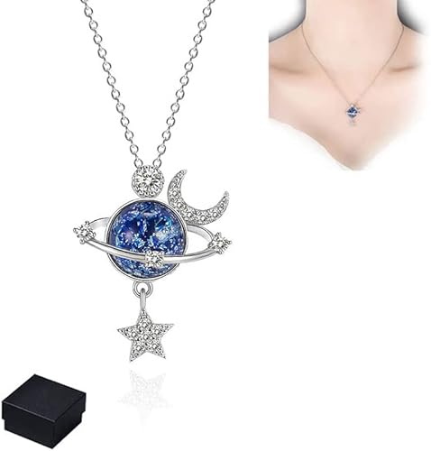 JackRuler Daughter and Granddaughter - Special Stars - 925 Silver Necklace to My Daughter Moon and Stars Planet Necklace You are The Most Special Star in The Universe