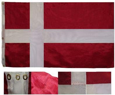 3x5 Embroidered Sewn Denmark Premium Quality 300D Nylon Flag 3'x5'