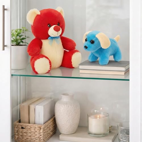 Image of Tabitha Stuffed Toys-Ultra Soft Plush Toy for Kids | Birthday Gifts for Kids and Girls | (Combo of 2 Toys 30 Cm Red Teddy & 25 Cm Blue Dog)