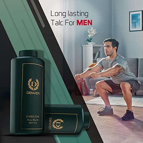 Image of DENVER Hamilton Premium Body Talc- 300GM, Pack of 2 | Scented Talcum Powder for Men