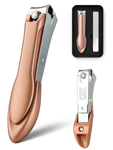 Image of DOCOSS Stainless Steel Professional Nail Cutter Kit,Nail Cutter With Catcher & Filer Kit Set for Women (Rose Gold)