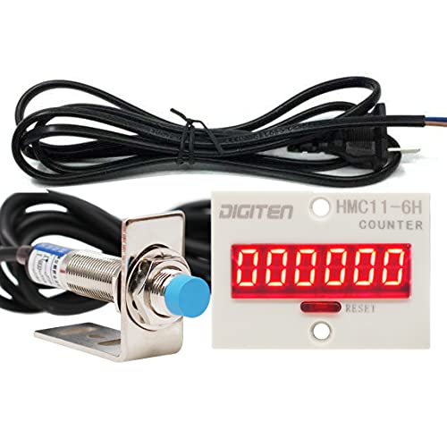 Compteur numérique 6 chiffres DIGITEN 240V avec capteur de proximité NPN et support de fixation