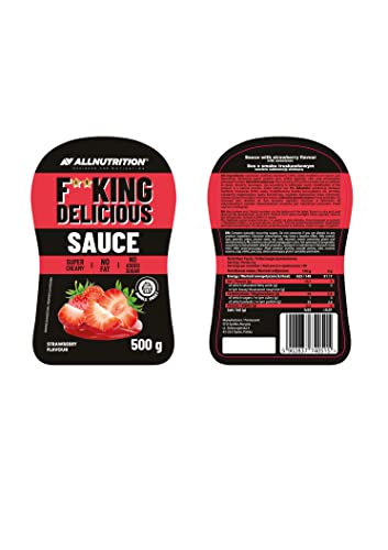 ALLNUTRITION Fitking Delicious Sauce ohne Zuckerzusatz Kalorienarm- Cremig Aromatisch mit Maltit Gesüßt 1 Flasche x 500 g Erdbeere