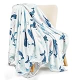 TILLYOU Toddler Flannel Blanket - Warm and Cozy Baby Blanket for Boys and Girls, Smooth and Creamy Blanket, Cute and Lightweight, 40×50 inches, Whale