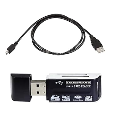 Excelshoots Cabo USB compatível com câmera Canon EOS Rebel T7i DSLR | Mini cabo USB de transferência de dados para câmeras Canon PowerShot/Rebel/EOS/DSLR e filmadoras | Cabo de câmera e leitor de cartão de memória | 90 cm