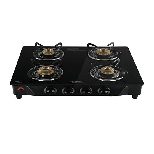 Hindware Armo 4B AI - 4 Brass Burner Auto Ignition Gas Stove (Black)