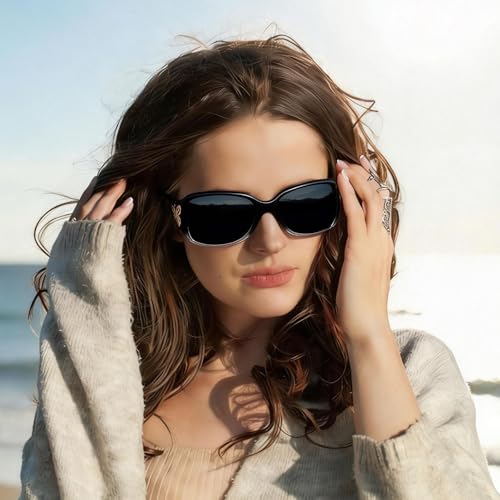 Image of HAOLOTA Women's Polarized Sunglasses - Fashionable Wraparound Butterfly Design with UV400 Protection